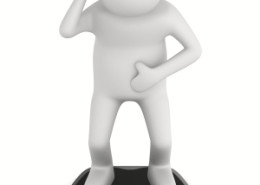 man on floor scales. Isolated 3D image