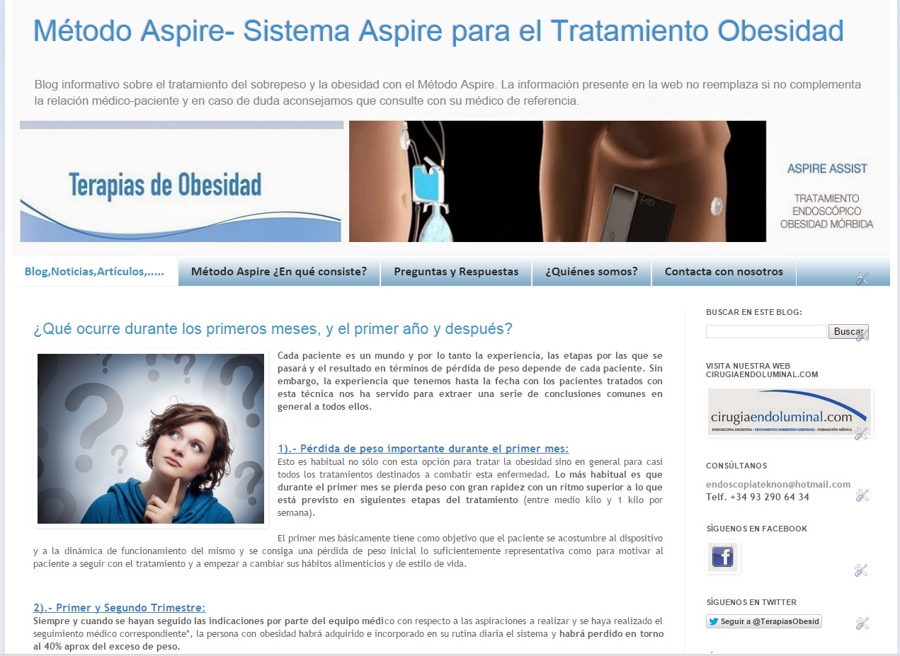 blog sobre el Sistema Aspire o Método Aspire para tratar la obesidad